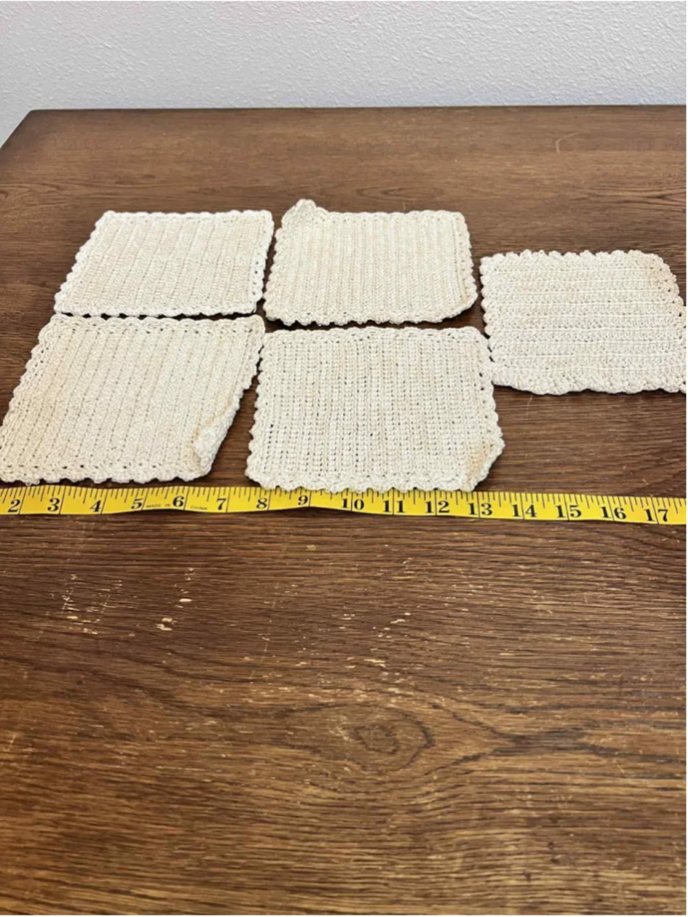Set of 5 Hand Crocheted Cotton Scrubbies Eco Friendly Reusable Dish Wash Cloths